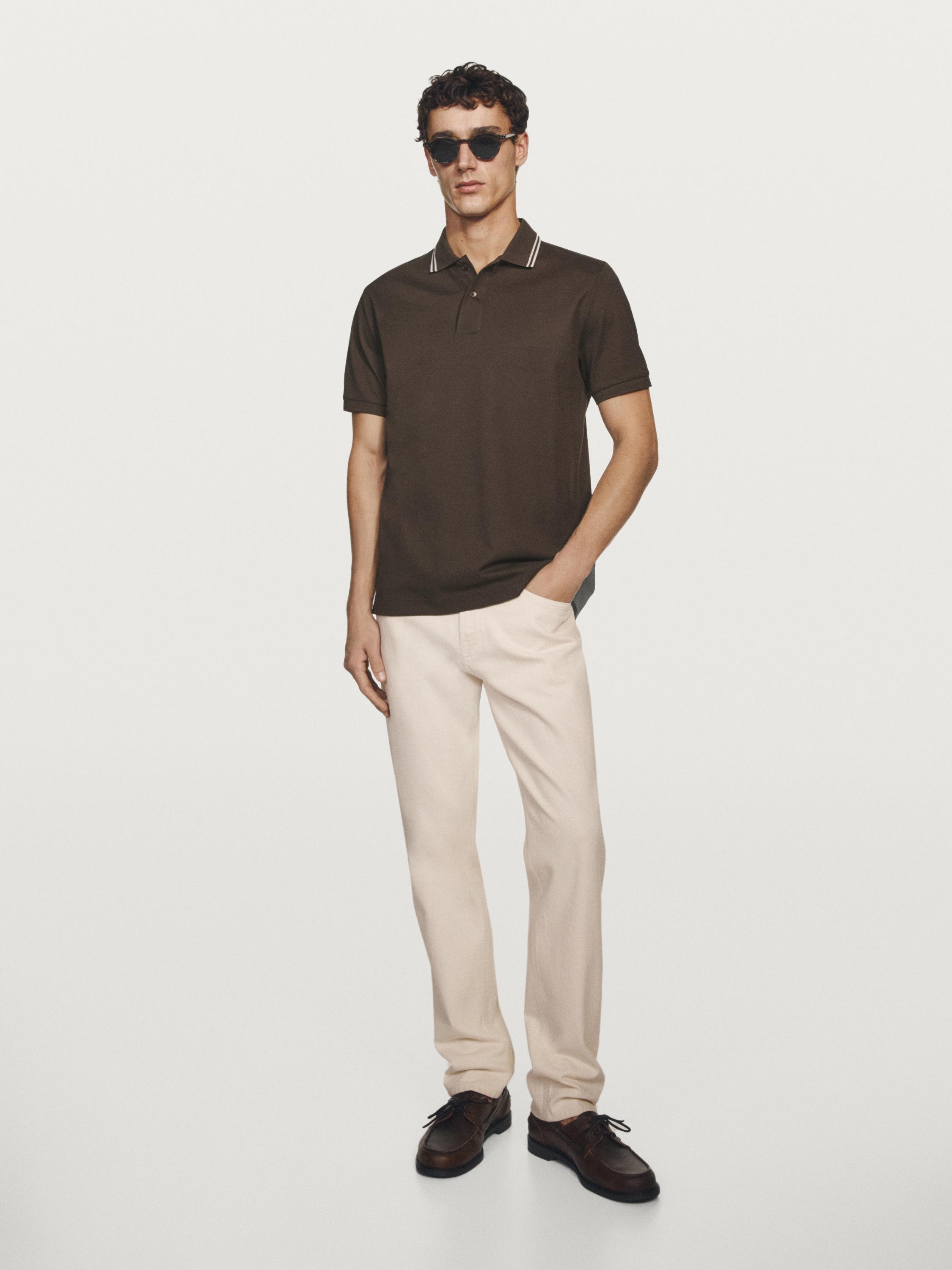 Short sleeve polo shirt with contrast detail